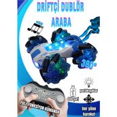 Drift Yapan Uzaktan Kumandalı Araba-Buhar,ışık,ses,typec ŞARJ,360°DÖNÜŞ,FULL Fonksiyon - Mavi