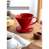 Dripper V60 02 Seramik Kırmızı Kahve Demleme Ekipmanı Aparatı