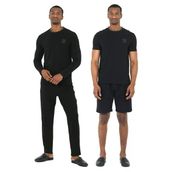 D's Damat 4'Lü Bisiklet Yaka Erkek Pamuk Pijama Takımı Damat Sandığı Çeyiz Seti Siyah