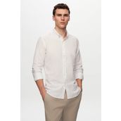 D's Damat 6HC02ORT63265 Slim Fit Beyaz Keten Görünümlü Erkek Gömlek