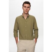 D's Damat 6HC02ORT63265 Slim Fit Yeşil Keten Görünümlü Erkek Gömlek