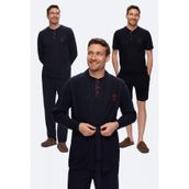 D's Damat Ds224025 5 Li Lacivert Triko Ropteşambr Çeyiz Erkek Pijama Takımı