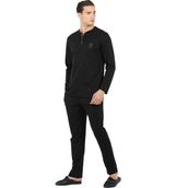D'S Damat Erkekler İçin Regular Fit Pamuk Pijama Takımı L Beden Siyah Desenli