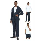 D's Damat Waffle Erkek 5'Li Rob Ve Pijama Takımı Damat Sandığı Çeyiz Seti Lacivert