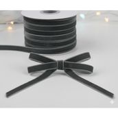 Duck Hoby 5 Metre Kadife Kurdele 1 cm Kadife Şerit - Yılbaşı Süsü Hediye Paketi Süsleme Kurdele Bohça, Nişan, Çeyiz, Nikah, Hediye, Şeker, Süsleme - Gri