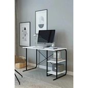 Dulgera Çalışma Masası Metal Bilgisayar Laptop Masası 2 Raflı Ders Çalışma Ofis Masası - 60x120 - Beyaz