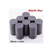Dünya Magnet 500 Adet 20X3 Büyük Yuvarlak Ferrit Mıknatıs -Kokulu Taş-Nişan Süsleme Mıknatısı(500'Lü Paket)