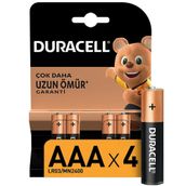 Duracell Alkalin (AAA) 4`lü Paket İnce Kalem Pil