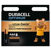 Duracell Optimum LR03-MN2400 1.5 V 8'li Paket Alkalin AAA İnce Kalem Piller