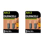 Duracell Şarj Edilebilir AA 2500 mAh Kalem Piller, 2'li + Duracell Şarj Edilebilir AA 1300 mAh Kalem Piller, 2'li