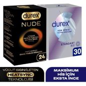 Durex Nude Ultra İnce 24 Lü + Yok Ötesi Ultra Kaygan Standart Fit Prezervatif 30 Lu Set