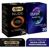 Durex Nude Ultra Ince 24’lü + Maraton Standart Fit Prezervatif 30’lu Set - Renksiz