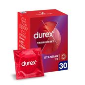 Durex Yakın Hisset İnce Prezervatif 30'Lu, Standart Fit, Kokusuz, Lateks
