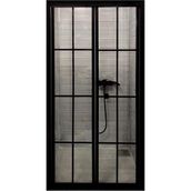 Durul 90x190 cm Ön Cephe Katlanır Akordion Kapı Siyah Çizgi Cam Duşakabin