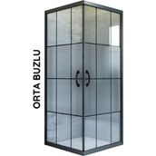 Durul Kare Ortası Buzlu Siyah Çizgi 5 mm H:190 Duşakabin