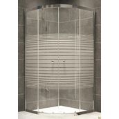 Durul Oval Parlak Profil Çizgili 5 mm Cam Yükseklik 190 cm 100x100 cm Duşakabin