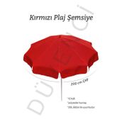 Düvenci Toptan Kırmızı Plaj Şemsiyesi 200 cm Çap /10 Telli, Polyester Kumaş