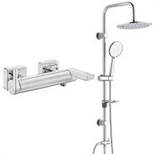 E.C.A Icon Banyo Bataryası + T-May Banyo Bostan Oval Tepe Paslanmaz Krom Duş Seti