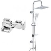 E.C.A Natura Banyo Bataryası ve T-May Paslanmaz Krom Banyo Çam Kare Tepe Duş Takımı Seti