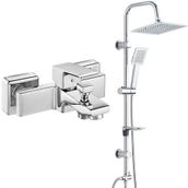 E.C.A Tiera Banyo Bataryası ve T-May Paslanmaz Krom Banyo Çam Kare Tepe Duş Takımı Seti