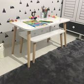 E-Koc Wood Design Lilyum Çoçuk Çalışma Masası Etkinlik masası aktivite masası takımı - Ahşap - Beyaz