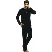 E-Woman Us Polo 17384 Erkek Uzun Kol Pijama Takımı - Antrasit