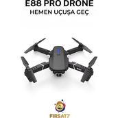 E88 Drone Katlanabilir 4K Hd Çift Kameralı Drone Wifili Quatcopter X3 Batarya App Kontrol Drone - Renkli