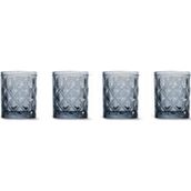 Easy Life Rölyef Süslemeli 4'lü 300 ml Mavi Cam Su Bardağı Seti