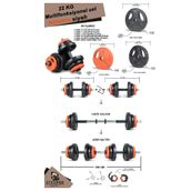Ecgspor 22 kg Multifonksiyonel Turuncu Siyah Halter Seti ve Dambıl Seti