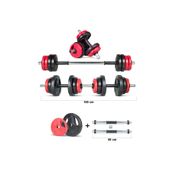 Ecgspor Yıldız Serisi 12 kg Multifonksiyonel Kırmızı Siyah Halter Seti ve Dambıl Seti