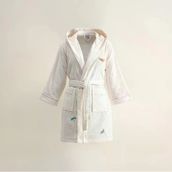 Ecocotton %100 Organik Pamuk Nakışlı Nina Krem Sarı Kız Çocuk Bornoz