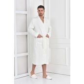 Ecocotton Alessa %100 Organik Pamuk Jakarlı Krem Erkek Pike Bornoz