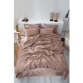 Ecocotton Havin Battal Boy %100 Organik Pamuk Saten Parça Boya Bej 240x220 cm Nevresim Takımı