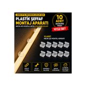 ECONA 10 ADET Neon Led Tutucu Klips 1 Vidalı Duvar Aparatı,Bağlantı Montaj Aparatı,Kroşe,Plastik Şeffaf Montaj aparatı