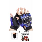 Edelvays Shop Korumalı motosiklet Eldiveni Mavi Kısa