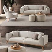 Edsy Home Rebul 3+1 Koltuk Takımı Krem Renk Bej