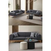 Edsy Home Rebull 3+3 Koltuk Takımı Antrasit - Siyah