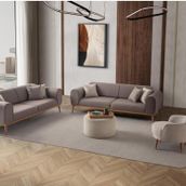 Edsy Home Rebull 3+3+1+1 Koltuk Takımı Kahverengi + Sütlü Kahve
