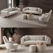 Edsy Home Rebull 3+3+1+1 Koltuk Takımı Krem Renk - Bej