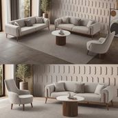 Edsy Home Riva 3+3+1+1 Koltuk Takımı Krem Renk Modern Tasarım Orta Sert Oturum Yumuşaklığı
