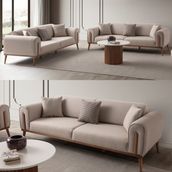Edsy Home Riva Koltuk Takımı Sütlü Kahve Modern Tasarım Orta Sert Oturum 3+3 224 cm