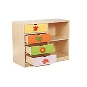 Edutoys 2 Bölmeli 4 Çekmeceli Figürlü Dolap