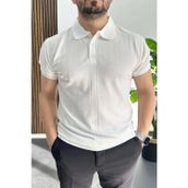 Edwox Beyaz EDW460 Erkek Desenli Polo Yaka Tişört