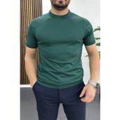 Edwox Yeşil EDW459 Erkek Düz Desen Bisiklet Yaka Tişört