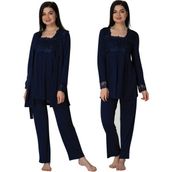 Effortt 2401 Lacivert Renk Sabahlıklı Lohusa Pijama Takımı