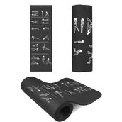 Egzersiz Hareketli Pilates Minderi 180x60 cm, 10 mm Kalınlık, Kolayca Sökülebilir Baskı (Siyah)