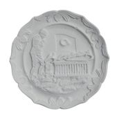 Ehobici Atatürk Imzalı ve Anıtkabir Türk Bayrağı Tabak 10X10CM - - - Beyaz
