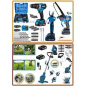 Eisenn Alman Lord Seri Ergonomic 4 Lü Bahçe Seti Tırpan + Bağ Makası + Zincirli Budama + 13 Mm Darbeli Matkap