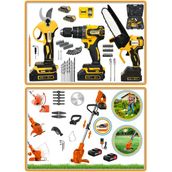 Eisenn Alman Raown Seri Ergonomic 4 Lü Bahçe Seti Bağ Makası + Zincirli Budama + 13 Mm Darbeli Matkap + Akülü Tırpan