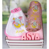 Ejoya Ahşap Sandıkta Kişiye Özel Önlük Battaniye ve Taş Isimlik Bebek Hediye Seti 109726